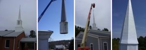 Southern Steeple Jacks sells and installs all types of church steeples, spires, spirals, cupolas, bell towers and columns nationwide in wood, fiberglass, masonry, brick, stone, concrete, aluminum, copper. We are bonded and insured.